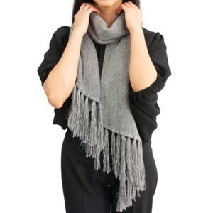 Bufanda Alpaca Lurex Flecos Y Bordes Asimétricos